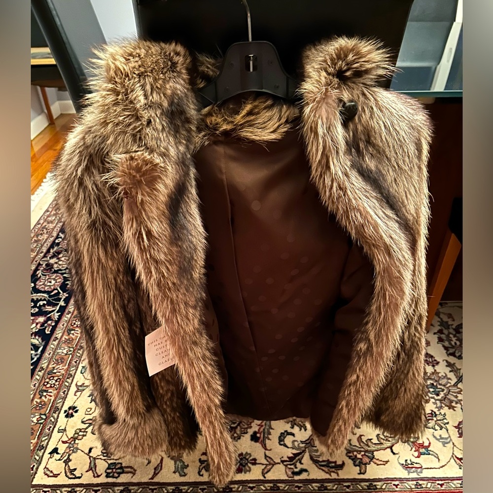 Vintage custom made genuine fur coat with hood